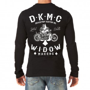 Dragstrip Clothing Mens L/Sleeve Tee  Widow Maker  DKMC sleeve print Biker Kustom Print